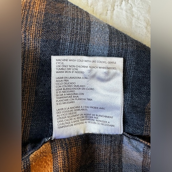 Original Weatherproof WP Men's Flannel Button Down Shirt - Size S - Orange Blue - Picture 10 of 10